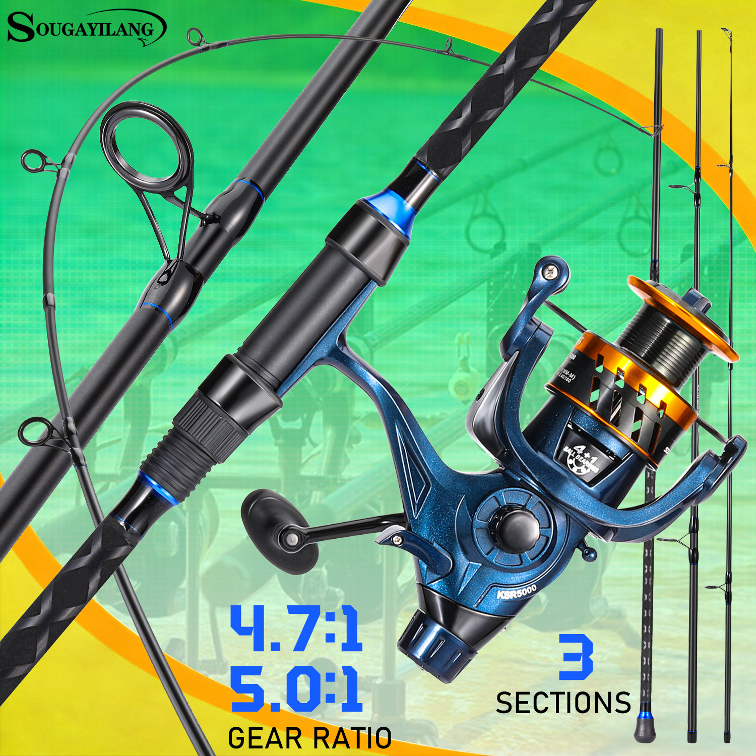 Sougayilang 3 Sections Surf Fi - Fishing Rod Surf review and price
