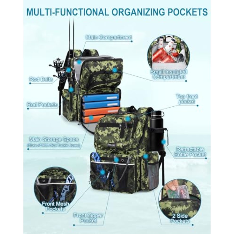 Fishing Backpack with Rod Hold - Fishing Rod Holder review and price